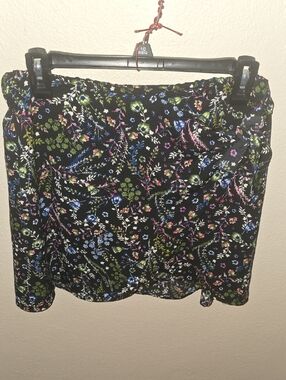 DR2 Black Mini Skirt with Pink, Blue & Green Floral Print